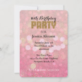 Roze Gouden Bokeh Glitter Verjaardag Kaart (Voorkant)