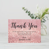 Roze Gouden Bokeh Lichtjes Sweet 16 Dank Je Kaart (Staand voorkant)