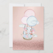 Roze Gouden Bokeh, Olifant Luchtballon Baby Shower Kaart (Achterkant)