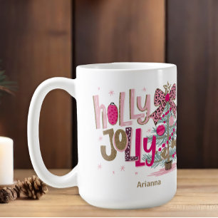 Roze Gouden Boom Holly Jolly Christmas Koffiemok