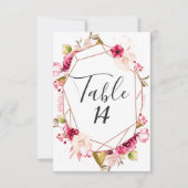 Roze Gouden Bordeaux & Roze Huwelijk Tafel Nummers Kaart (Voorkant)