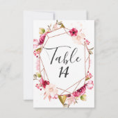 Roze Gouden Bordeaux & Roze Trouwtafel Nummers Kaart (Achterkant)