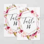 Roze Gouden Bordeaux & Roze Trouwtafel Nummers Kaart (Voorkant / Achterkant)