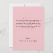 Roze Gouden Borstel Bruiloft Bedankkaart (Achterkant)