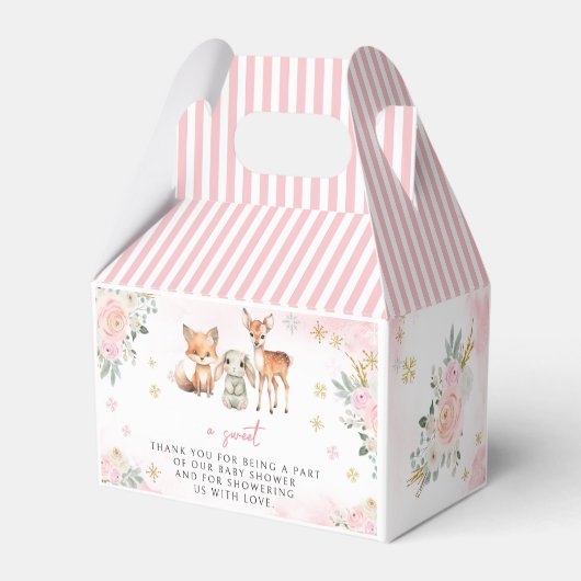 Roze gouden bos baby shower snoep gunst doos bedankdoosjes (Achterkant)