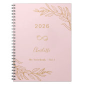 Roze gouden botanische loof elegant notitieboek (Voorkant)