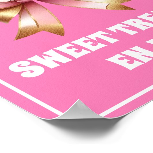 Roze Gouden Bow Sweet Treats Verjaardagsbord Poster (Hoek)