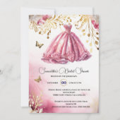 Roze gouden bruid te zijn baljurk luxe jurk bloeme kaart (Voorkant)