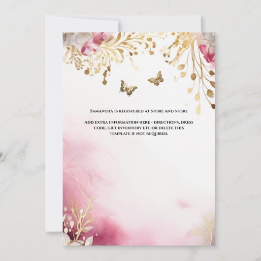 Roze gouden bruid te zijn baljurk luxe jurk bloeme kaart (Achterkant)