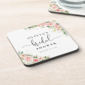 Roze Gouden Bruidsdouche Bier Onderzetter (Linkerzijde)