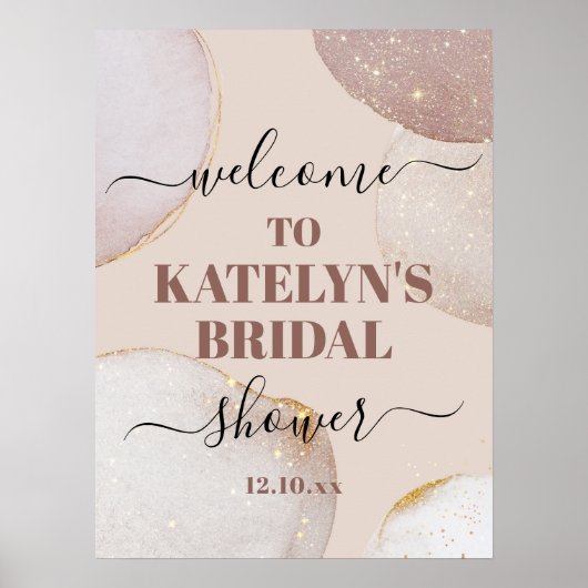 Roze Gouden Bruidsdouche Welkom Bord Poster (Voorkant)