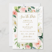 Roze gouden bruidskleur bruiloft bespaart de datum save the date (Voorkant)