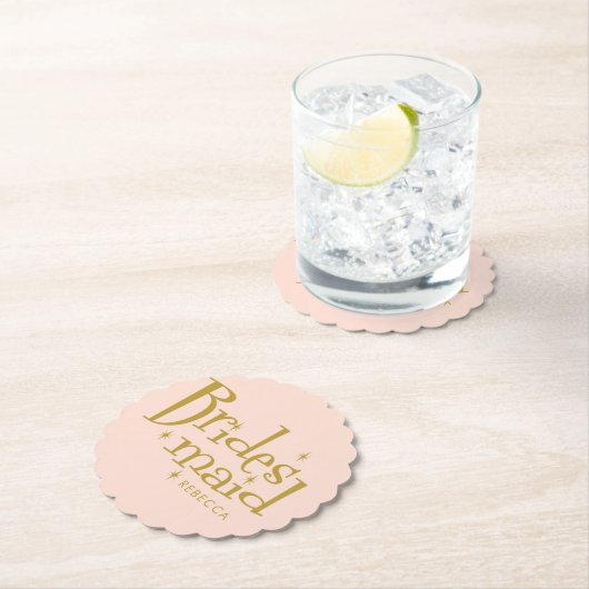 Roze Gouden Bruidsmeisje Cadeaus Kartonnen Onderzetters (Insitu)