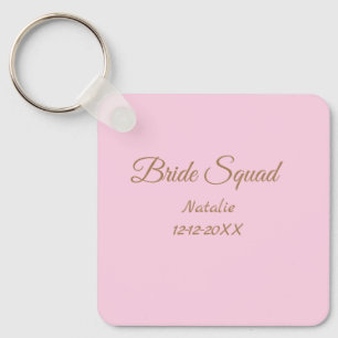 Roze gouden bruidsmeisje squad voeg naam toe meisj sleutelhanger