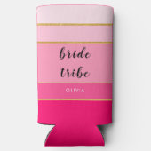 Roze Gouden Bruidsmeisjes Bruid Stam Seltzer Blikjeskoeler (Achterkant)