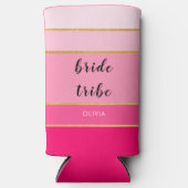 Roze Gouden Bruidsmeisjes Bruid Stam Seltzer Blikjeskoeler (Voorkant)