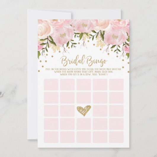Roze Gouden Bruiloft Feest Bingo Spel (Voorkant)