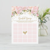 Roze Gouden Bruiloft Feest Bingo Spel (Staand voorkant)