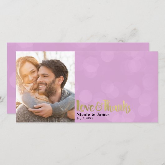 Roze gouden bruiloft Foto's en Bedankt Dank u wel (Voorkant / Achterkant)