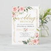 Roze gouden bruiloft met roze, moderne typografie kaart (Staand voorkant)