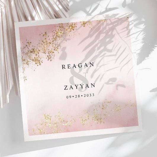 Roze & Gouden Bruiloft Servet