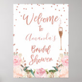 Roze Gouden Bruiloftsborrel Bruisende Bruidsborrel Poster (Voorkant)