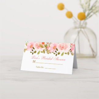 Roze Gouden Bruiloftsfeest Vouw Plaatskaart Plaatskaartje