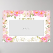 Roze Gouden Bruiloftsfotoprop Floral Poster (Voorkant)