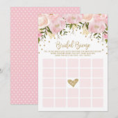 Roze Gouden Bruiloftsshower Bingo Spel (Voorkant / Achterkant)