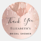 Roze gouden bruisballonnen voor bruidsuitnodiging  ronde sticker (Voorkant)