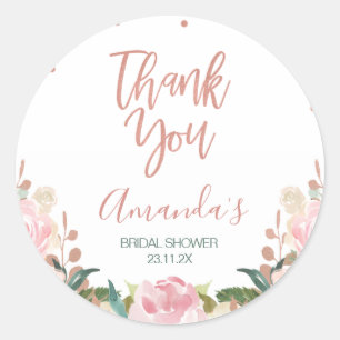 Roze Gouden Brunch Bruisende Bruiloft Feest Favor Ronde Sticker