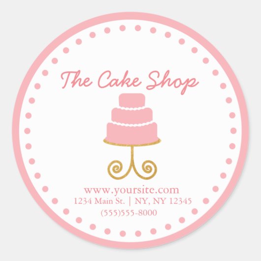 Roze Gouden Cake Bakkerij Bedrijfssticker Label (Voorkant)