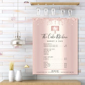 Roze Gouden Cake Bakkerij Glitter Drip Menu Prijsl Poster