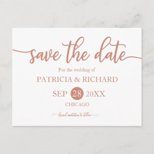 Roze Gouden Calligrafie Huwelijk Save The Date Briefkaart