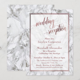 Roze Gouden Calligrafie Trouwreceptie Marmer Kaart