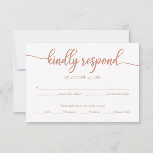 Roze Gouden Calligraphy Huwelijks RSVP Kaart