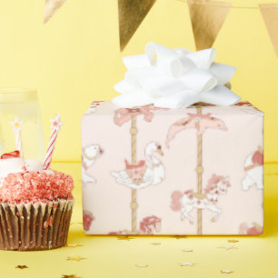 Roze & Gouden  Carrousel Dieren Cadeau Cadeaupapier