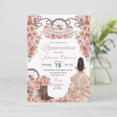 Roze Gouden Champagne Western Ranchero Quinceanera Kaart (Staand voorkant)