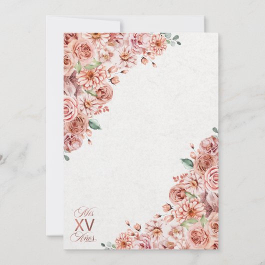 Roze Gouden Charra Bloemstiefels Quinceañera Kaart (Achterkant)