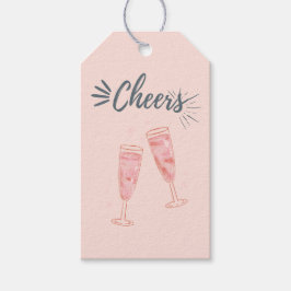 Roze gouden cheers champagne cadeaulabel