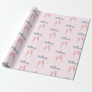 Roze gouden cheers champagne cadeaupapier