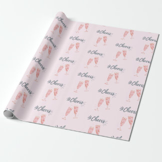 Roze gouden cheers champagne cadeaupapier