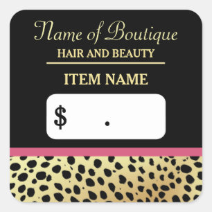 Roze Gouden Cheetah Print Beauty Boutique Prijs La Vierkante Sticker