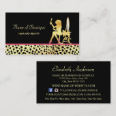 Roze gouden cheetah print haar en schoonheid boeti visitekaartje (Voorkant / Achterkant)