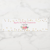 Roze Gouden Chique Bloemen Water Flesje Label Waterfles Etiket (Enkel label)