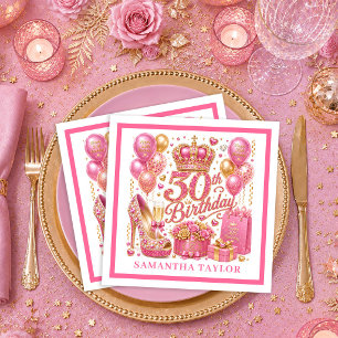 Roze Gouden Confetti 30e Verjaardag Servetten