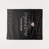 Roze Gouden Confetti | Afstudeer Felicitaties Wandkleed (Voorkant (horizontaal))