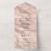 Roze Gouden Confetti All In One Uitnodiging (Binnen)
