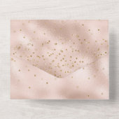 Roze Gouden Confetti All In One Uitnodiging (Achterkant)