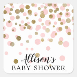 Roze Gouden Confetti Baby shower Envelope Seal Vierkante Sticker